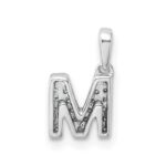 14K  White Gold Diamond Letter M Initial with Bail Pendant - Image 3