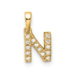 10K Diamond Letter N Initial with Bail Pendant