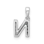 14K  White Gold Diamond Letter N Initial with Bail Pendant - Image 3