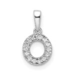 14K  White Gold Diamond Letter O Initial with Bail Pendant