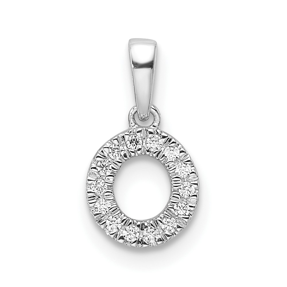 PM9797O-007-WA.jpg 14K White Gold Diamond Letter O Initial with Bail Pendant - Image 1