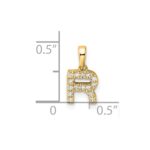 14K  Diamond Letter R Initial with Bail Pendant - Image 4