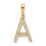 10K Diamond Letter A Initial Pendant
