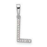 14K White Gold Diamond Letter L Initial Pendant