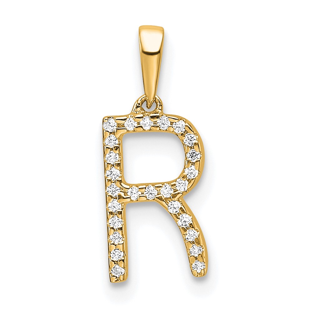 PM9798R-008-1YA.jpg 10K Diamond Letter R Initial Pendant - Image 1