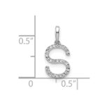 14K White Gold Diamond Letter S Initial Pendant - Image 4