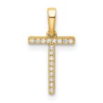 14K Diamond Letter T Initial Pendant