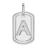 14K White Gold  Diamond Initial A Dog Tag Charm - Image 3