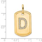 14K Diamond Initial D Dog Tag Charm - Image 2
