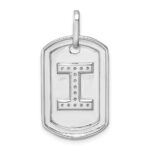14K White Gold  Diamond Initial I Dog Tag Charm - Image 3