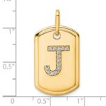 14K Diamond Initial J Dog Tag Charm - Image 2