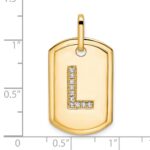14K Diamond Initial L Dog Tag Charm - Image 2
