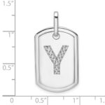 14K White Gold  Diamond Initial Y Dog Tag Charm - Image 4