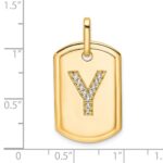 14K Diamond Initial Y Dog Tag Charm - Image 2