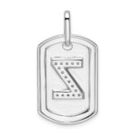 14K White Gold  Diamond Initial Z Dog Tag Charm - Image 3
