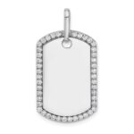14k White Gold Personalized Diamond Dog Tag Charm