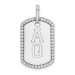 14k White Gold Personalized Diamond Dog Tag Charm - Image 4