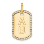 14k Yellow Gold Personalized Diamond Dog Tag Charm - Image 4