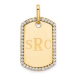 14k Yellow Gold Personalized Diamond Dog Tag Charm - Image 6