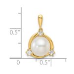 14k 1/8 carat Lab Grown Diamond VS/SI+ G+ and 8.00 mm Round Freshwater Cultured Pearl Pendant - Image 4