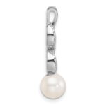 14K White Gold Polished 1/20 carat Diamond and White Freshwater Cultured Pearl Chain Slide - Image 2