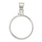 Wideband Distinguished Coin Jewelry Sterling Silver Polished and Diamond-cut 24.1 x 1.7mm $0.25 Screw Top Coin Bezel Pendant