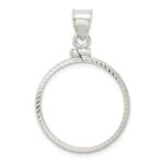 Wideband Distinguished Coin Jewelry Sterling Silver Polished and Diamond-cut 24.1 x 1.7mm $0.25 Screw Top Coin Bezel Pendant - Image 3