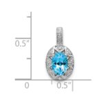Sterling Silver Rhodium-plated Diam. & Blue Topaz Pendant - Image 4