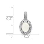 Sterling Silver Rhodium-plated Diam. & Created Opal Pendant - Image 3