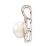 Sterling Silver Rhodium-plated Diam. & FW Cultured Pearl Pendant - Image 2