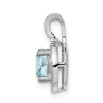 Sterling Silver Rhodium-plated Diam. & Aquamarine Pendant - Image 3