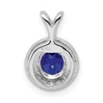 Sterling Silver Rhodium-plated Diam. & Created Sapphire Pendant - Image 4