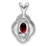 Sterling Silver Rhodium-plated Diam. & Garnet Pendant - Image 3