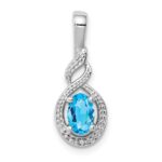 Sterling Silver Rhodium-plated Swiss Blue Topaz & Diam. Pendant