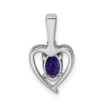 Sterling Silver Rhodium-plated Amethyst & Diam. Pendant - Image 4