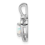 Sterling Silver Rhodium-plated Created Opal & Diam. Pendant - Image 2