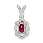Sterling Silver Rhodium-plated Created Ruby & Diam. Pendant - Image 4
