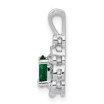Sterling Silver Rhodium-plated Created Emerald & Diam. Pendant - Image 2