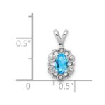 Sterling Silver Rhodium-plated Light Swiss Blue Topaz & Diam. Pendant - Image 3