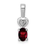 Sterling Silver Rhodium-plated Garnet & Diam. Pendant