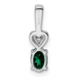 Sterling Silver Rhodium-plated Created Emerald & Diam. Pendant - Image 4