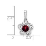 Sterling Silver Rhodium-plated Floral Garnet Pendant - Image 3