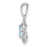 Sterling Silver Rhodium-plated Floral Aquamarine Pendant - Image 2