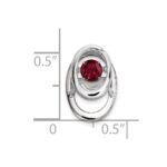 Sterling Silver Rhodium Plated Lab Created Ruby Birthstone Vibrant Chain Slide - Image 3