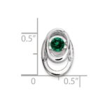 Sterling Silver Rhodium Created Emerald Birthstone Vibrant Chain Slide - Image 3