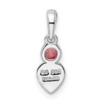 Sterling Silver Rhodium-plated Polished Pink Tourmaline Heart Pendant - Image 4
