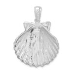 De-Ani Sterling Silver Rhodium-Plated Polished and Textured Shell Pendant - Image 3