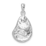 De-Ani Sterling Silver Rhodium-Plated Polished and Textured 3D Oyster Shell Pendant - Image 3