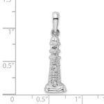 De-Ani Sterling Silver Rhodium-Plated Polished and Textured 3D Lighthouse Pendant - Image 4