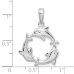De-Ani Sterling Silver Rhodium-Plated Polished 3 Dolphin Circle Pendant - Image 5